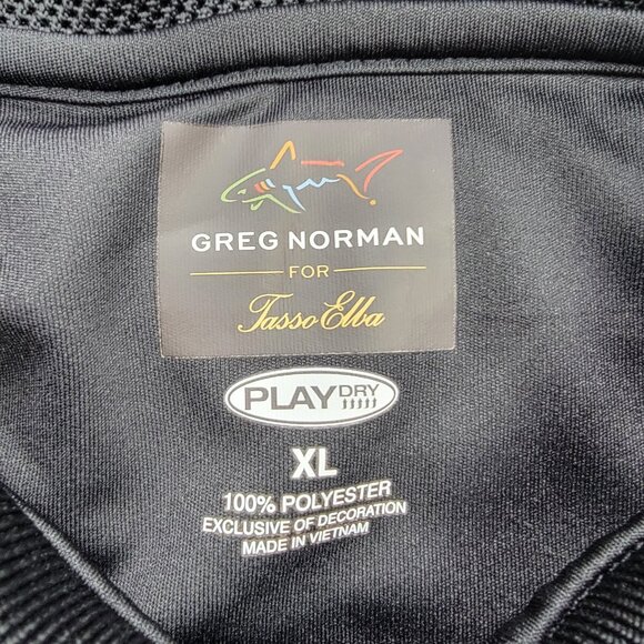 Greg Norman Polo Shirt Mens XL Black Striped Short Sleeve Golf Performance - Picture 6 of 7
